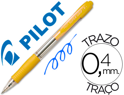 Bolígrafo Pilot Super Grip amarillo tinta azul